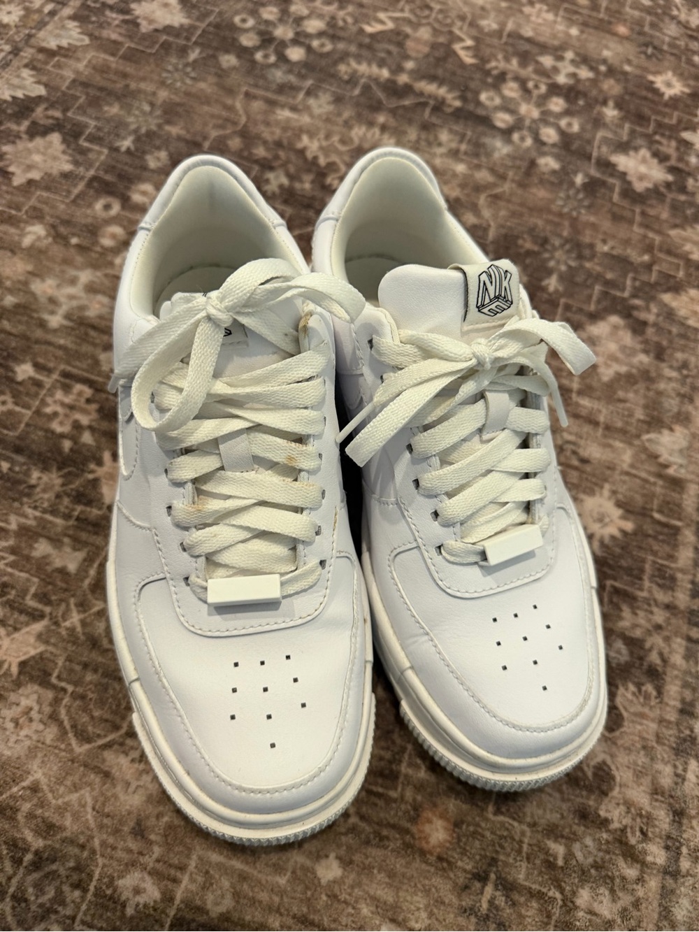 White Women's Leather Sneakers - Classic Low-Top Style - Picture 15 of 16